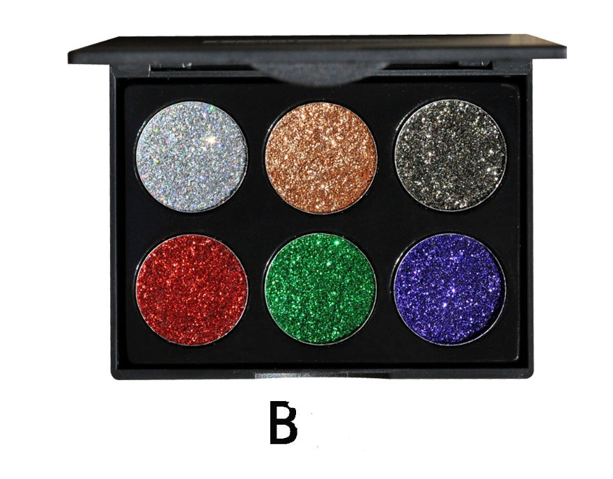 ✨ Sequin Eyeshadow Palette – 6 Color Glitter & Matte Travel Makeup Kit 💄