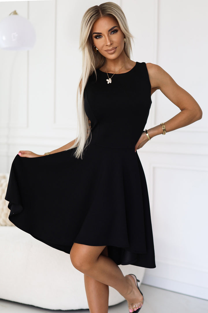 575-1 Unique dress with longer back - black