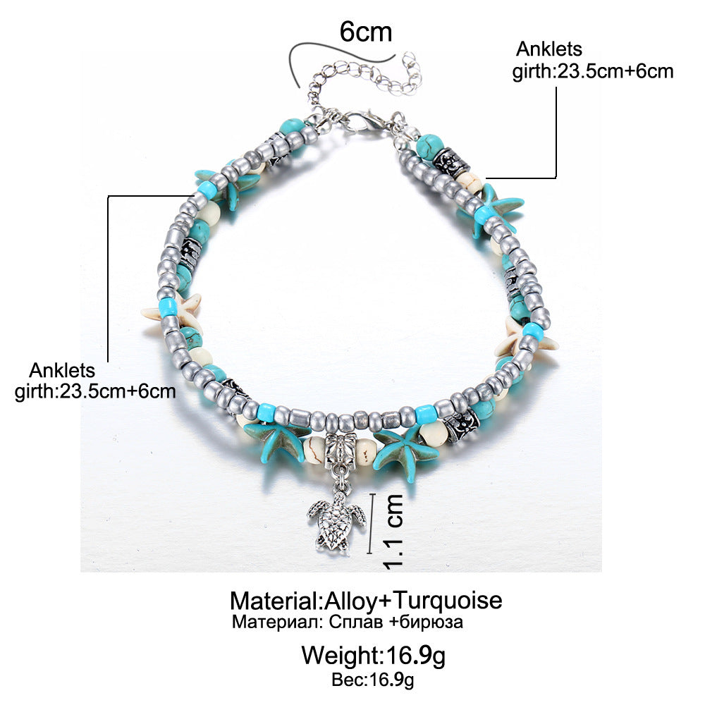 Conch & Starfish Turtle Pendant Necklace
