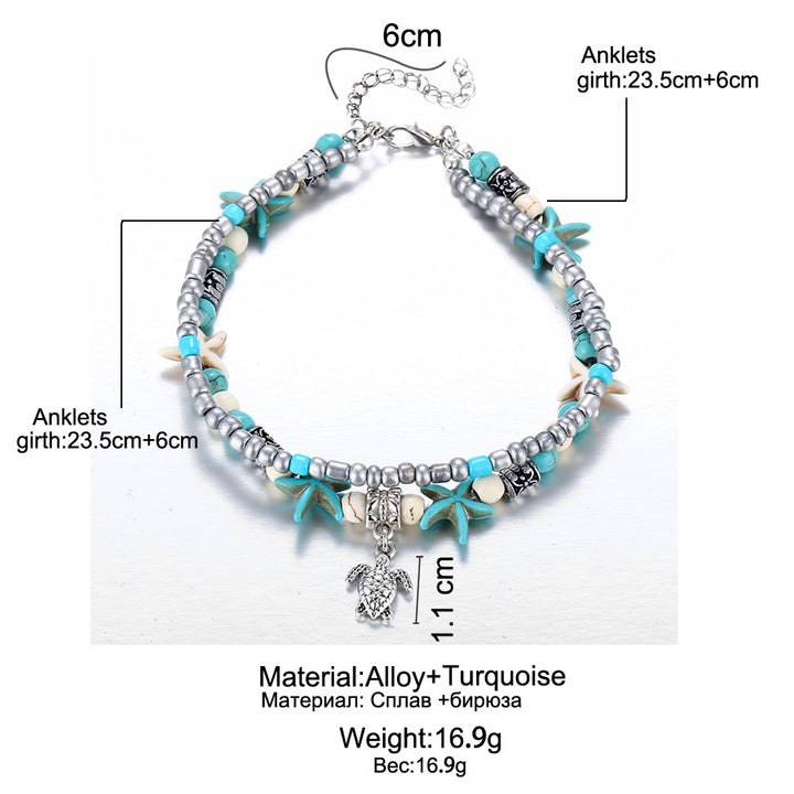 Conch & Starfish Turtle Pendant Necklace