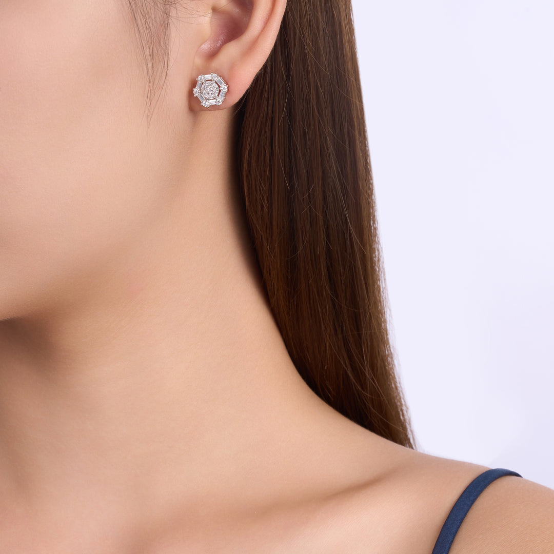 Luxury Minimalist Moissanite Stud Earrings for Women & Men – Platinum-Plated S925 Silver