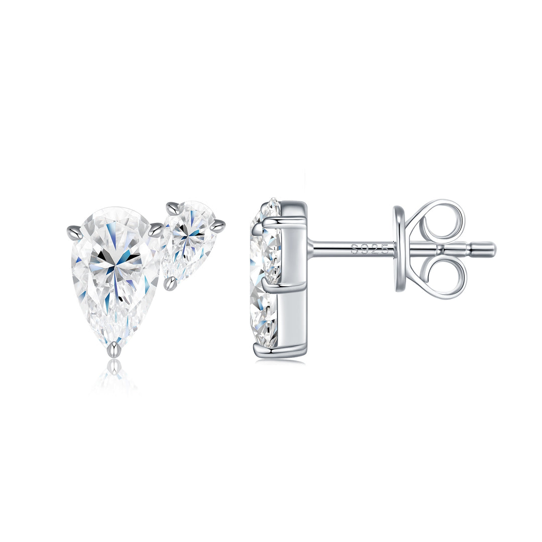 Luxury Minimalist Pear-Shaped Moissanite Stud Earrings – Platinum-Plated S925 Silver