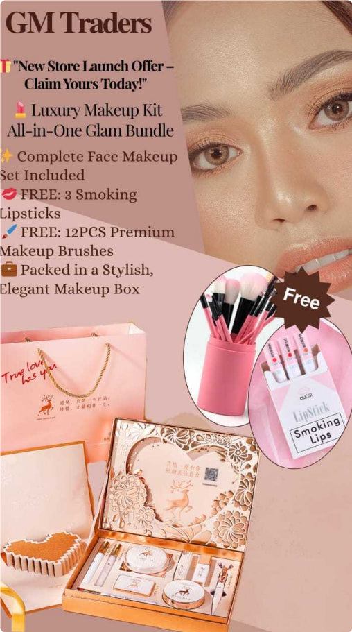 💄 10-Piece Makeup Set for Beginners – Student Beauty Kit in Pink Travel Handbag ✨