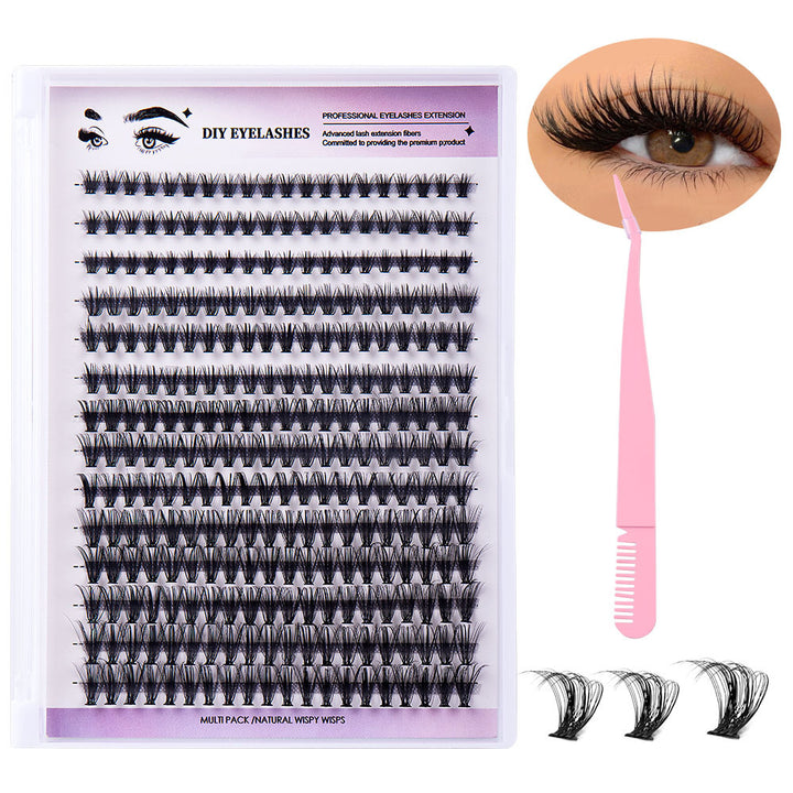 👁️✨ Segmented Natural Thick Individual False Eyelashes – DIY Cluster Lash Extension Set