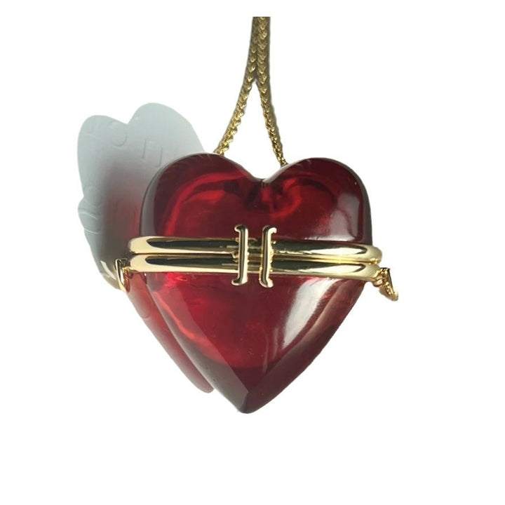 Women’s Openwork Vintage Red Heart Sweater Chain – Minimalist Long Necklace
