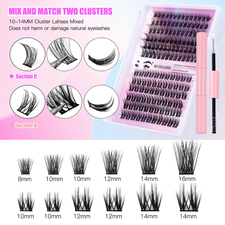 👁️✨ False Eyelash Set with Single Cluster – Natural Large Capacity DIY Lash Kit