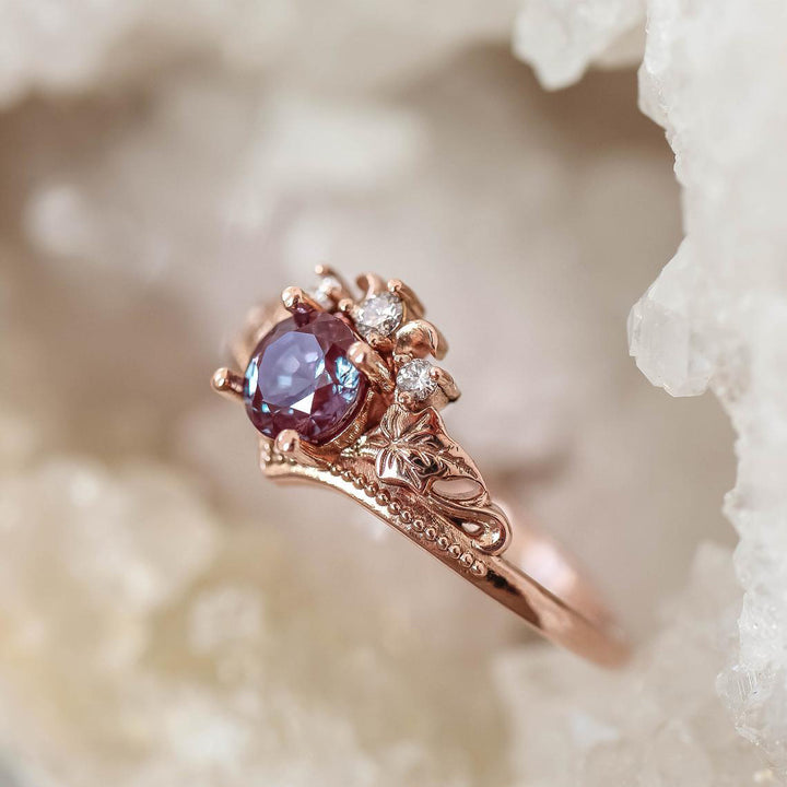 Women’s Rose Gold Plated Engagement Ring – European & American Diamond-Encrusted Design