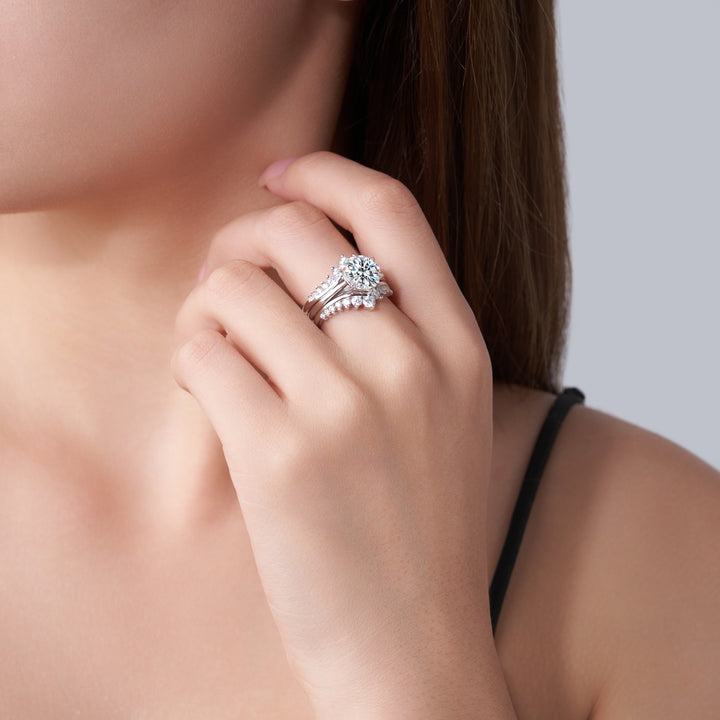 💍 3 Carat Morganite Ring Set – Platinum-Plated S925 Silver Luxury Minimalist Jewelry (Sizes 5–9) 💍