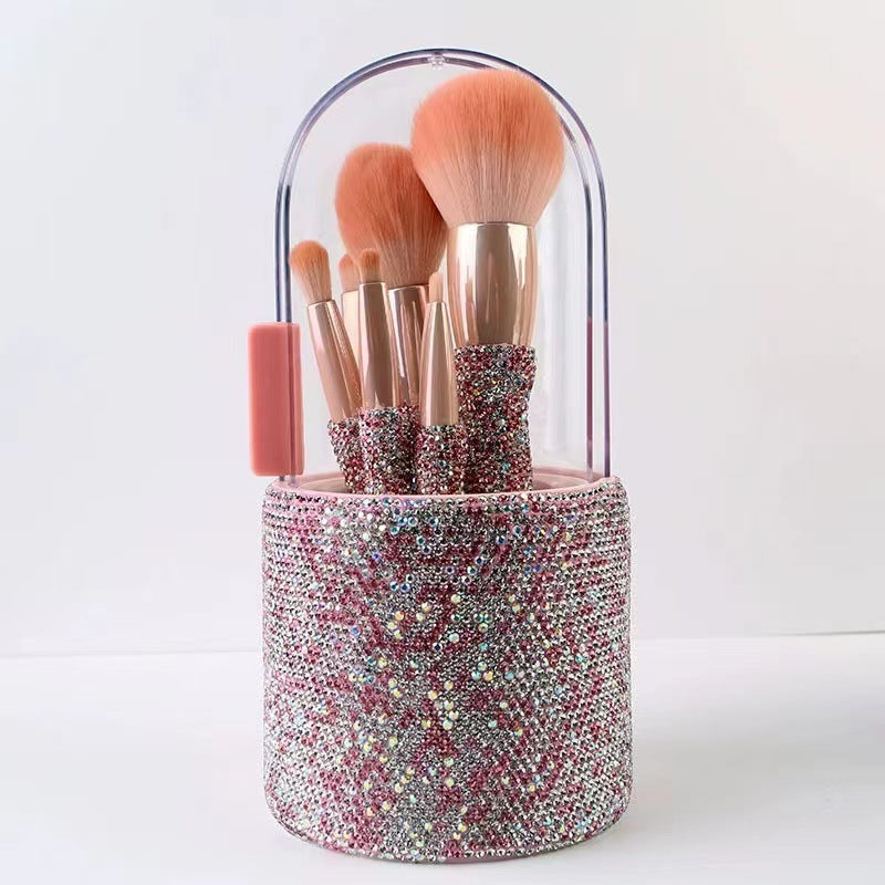 ✨ Light Luxury Diamond-Embedded Makeup Brush Set — 8-Piece Beauty Tools Kit 💄💎