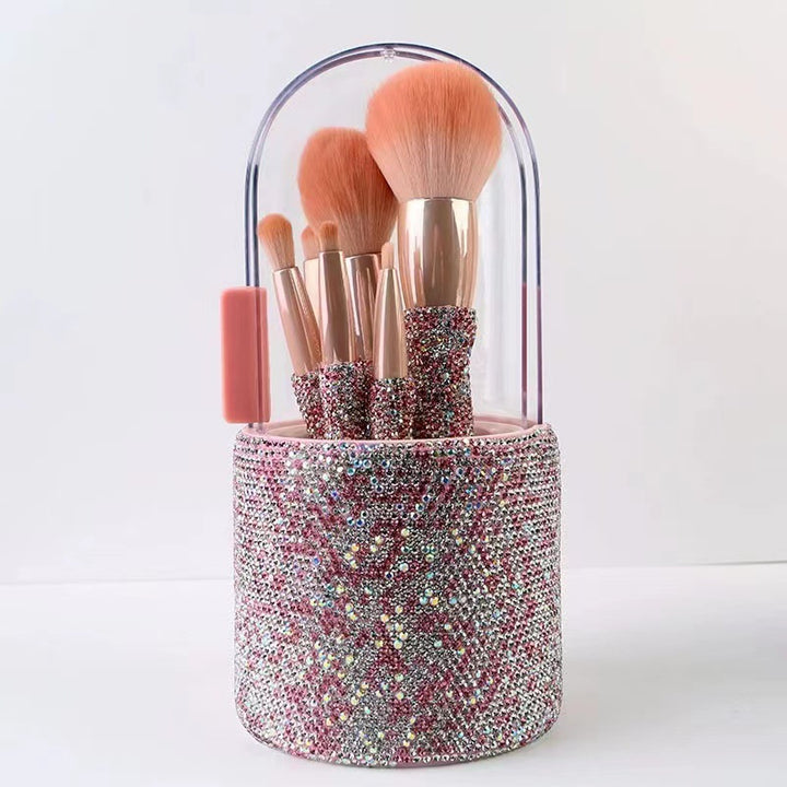 ✨ Light Luxury Diamond-Embedded Makeup Brush Set — 8-Piece Beauty Tools Kit 💄💎
