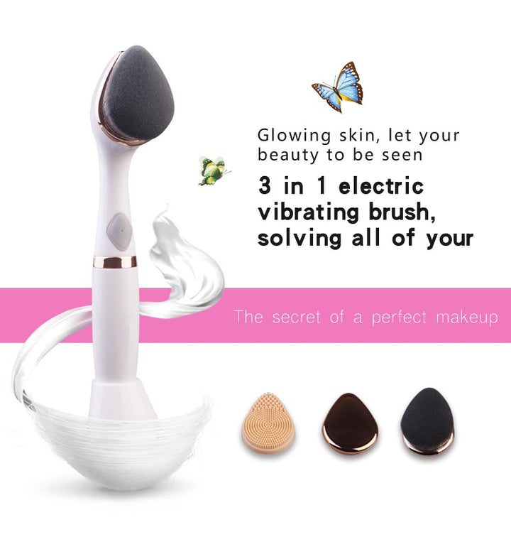 💖🧼 Three-in-One Multifunctional Face Wash Brush | Electric Facial Cleansing & Makeup Care Device
