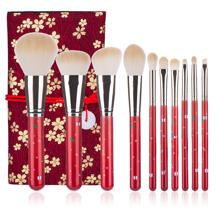 ✨ Christmas Portable Makeup Brush Set — 10-Piece Festive Beauty Tools 🎄💄