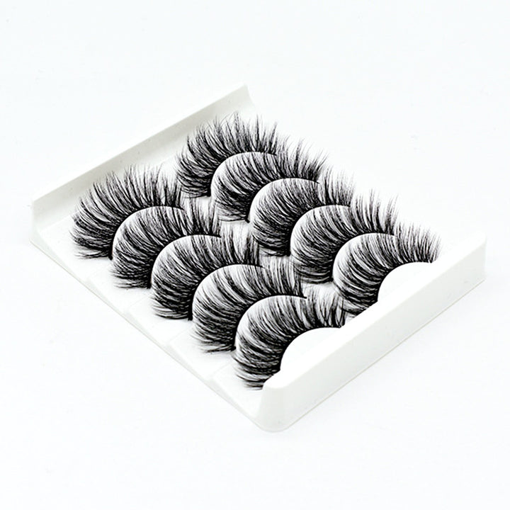 👁️✨ Hand-Made Thick & Long Natural False Eyelashes – 3D Fiber Lash Set (5 Pairs)