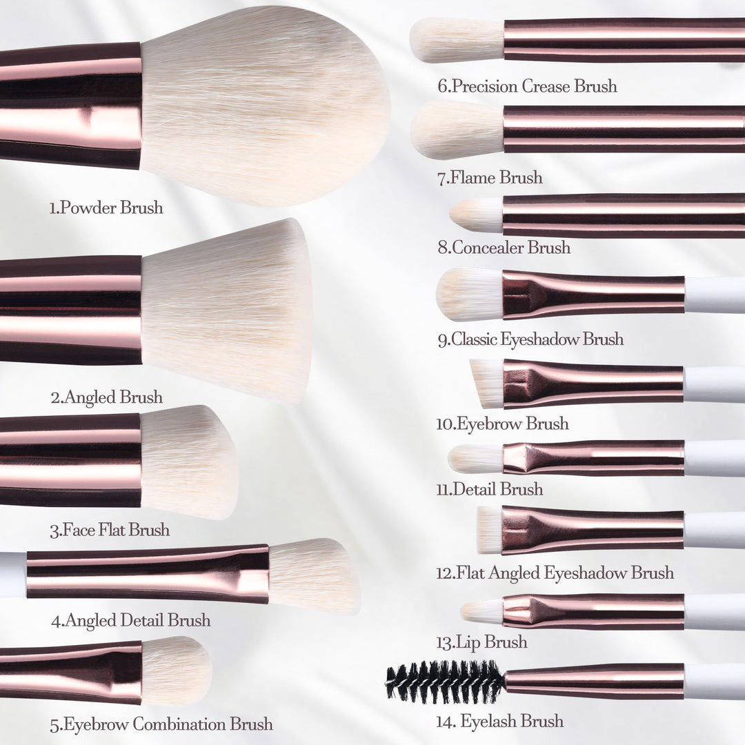 ✨ Rechargeable Luminous Mirror 14-Piece Makeup Brush Set 💄🔆