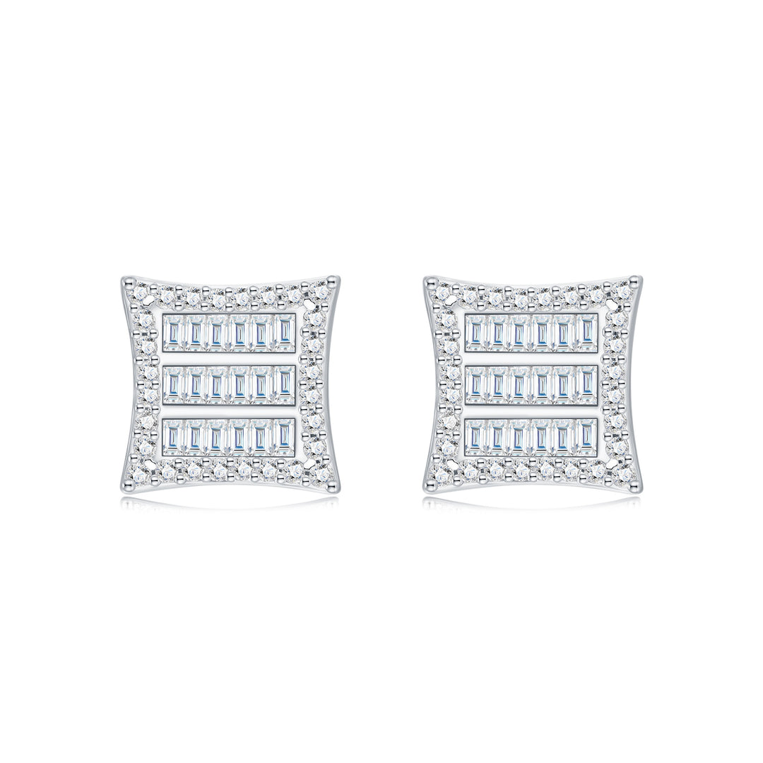 Minimalist Platinum-Plated Moissanite Stud Earrings – S925 Silver