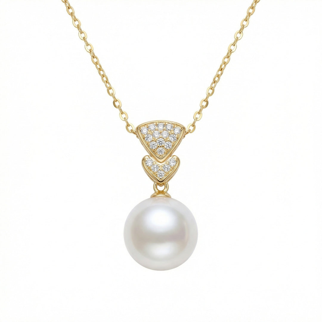 ✨ 925 Sterling Silver White Pearl Necklace with Diamond Accents ✨