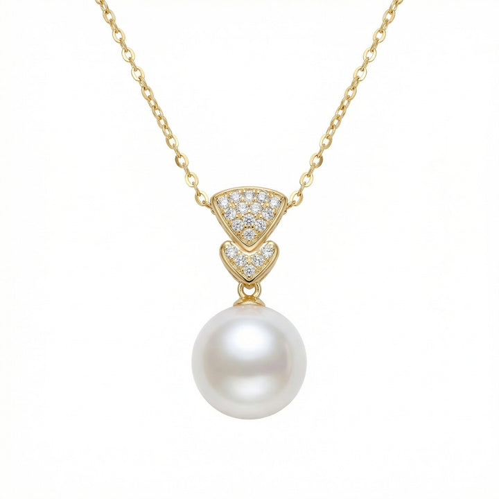 ✨ 925 Sterling Silver White Pearl Necklace with Diamond Accents ✨