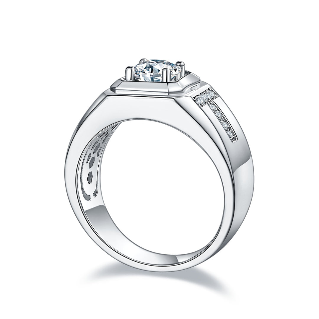 💍 Men’s 1-Carat Moissanite Ring – Platinum-Plated S925 Silver (8.9g, Sizes 5–9) 💍