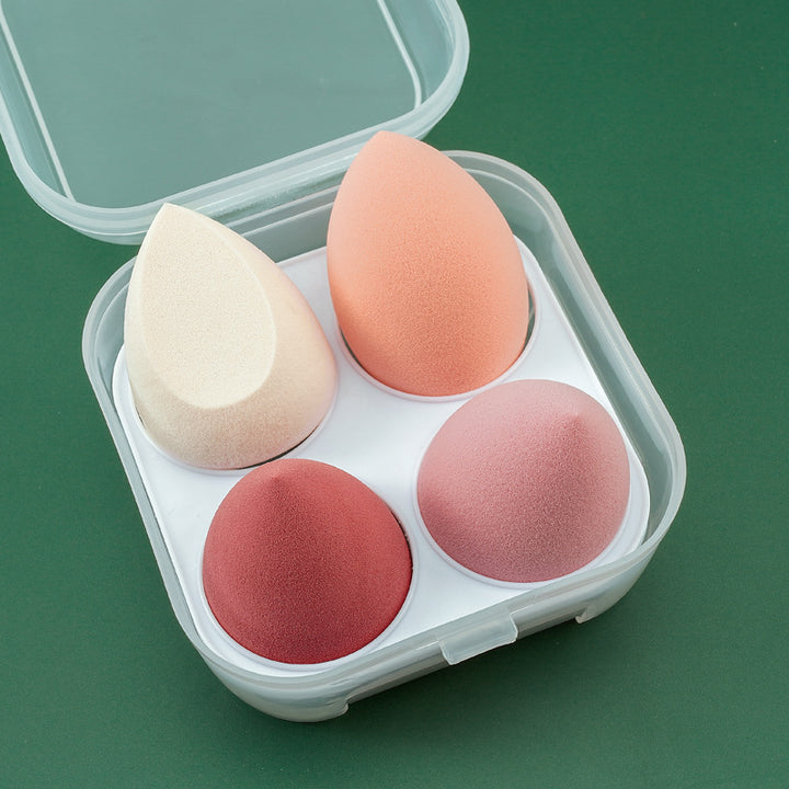 🥚💄 Beauty Egg No Powder Wet & Dry Makeup Sponge Set – Soft Non-Latex Puff with Storage Box (4PCS)