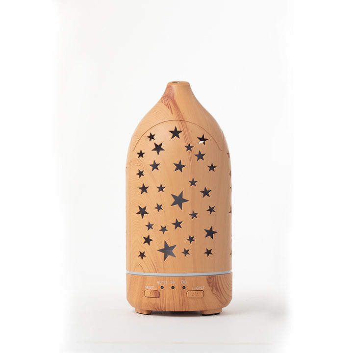 🌿💧 Wood Grain Vase Humidifier | Hollow Ultrasonic Aroma Diffuser 🌙✨