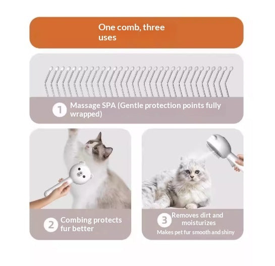 🐾💨 Spray Massage Steam Comb Brush | Cleansing & Pet Hair Removal Tool