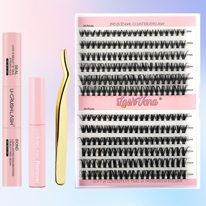 👁️✨ Segmented False Eyelashes – Thick Curl 12 Rows (30D/40D DIY Lash Kit)