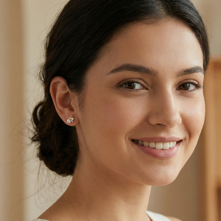 ✨ 925 Sterling Silver Sparkling Butterfly & Floral Stud Earrings with Brilliant Stone Accents ✨