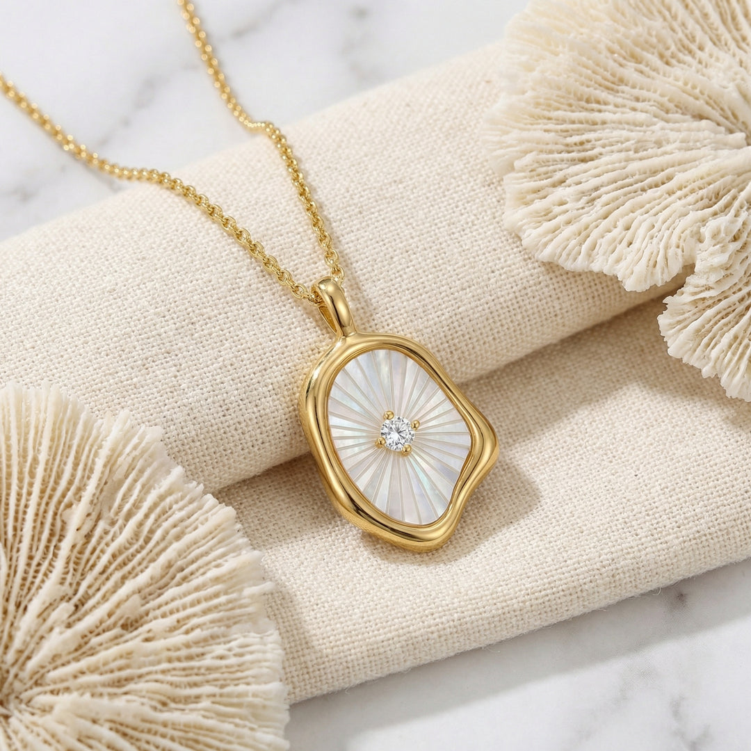 🌟 Mother of Pearl Sunburst Necklace