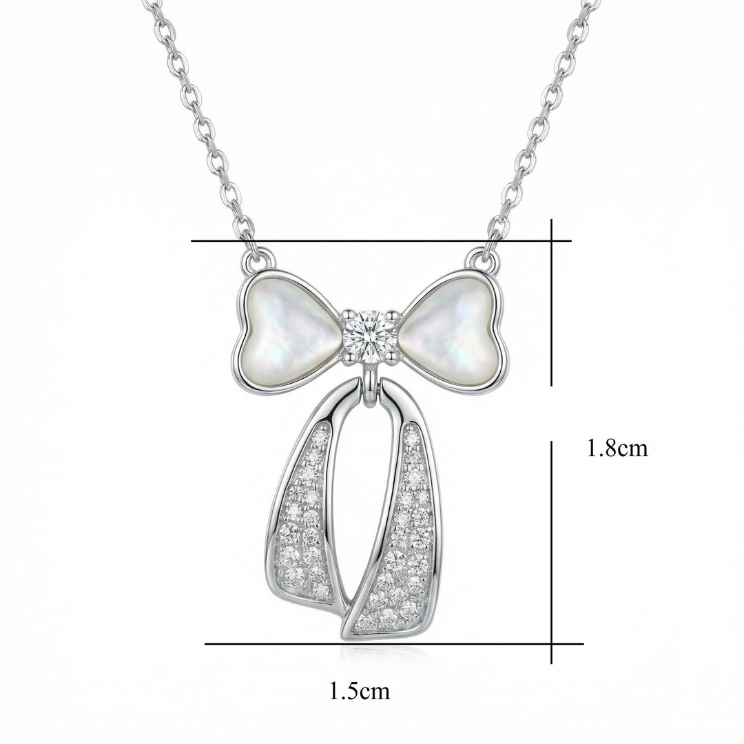 ✨ 925 Sterling Silver Mother-of-Pearl Bow Necklace