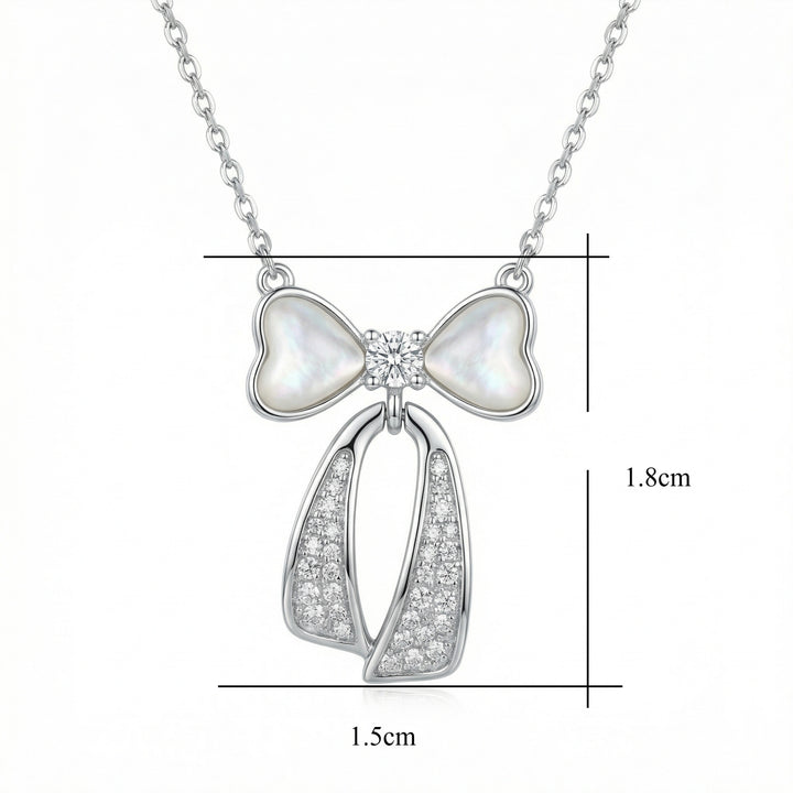 ✨ 925 Sterling Silver Mother-of-Pearl Bow Necklace
