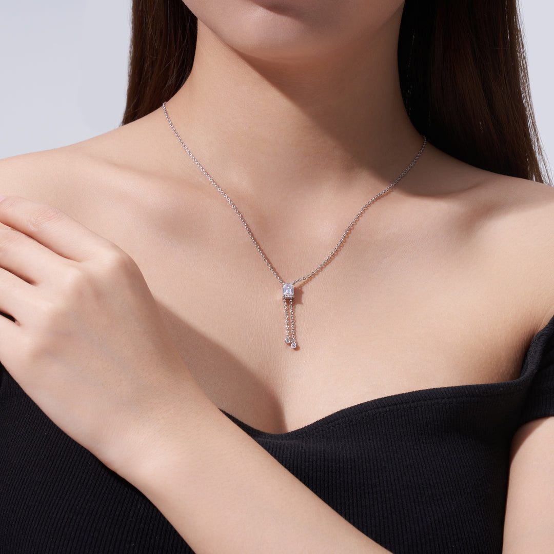 Luxury Minimalist Octagonal Moissanite Pendant Necklace – Gold-Plated S925 Silver
