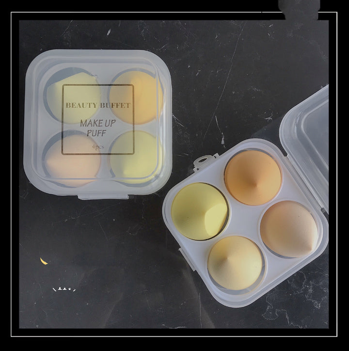 🥚💄 Beauty Egg Sponge Set Box – Soft Powder Puff Makeup Blender (4PCS Wet & Dry Set)