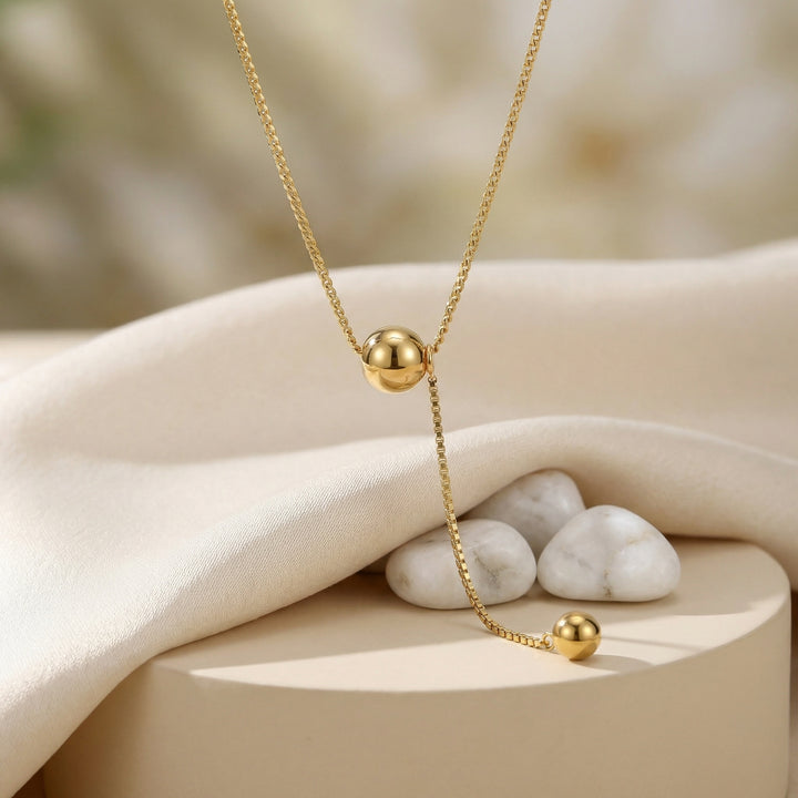 ✨ Lariat Necklace with Polished Sphere Accents