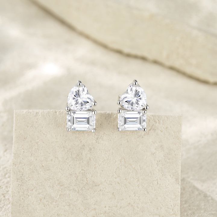 Minimalist Platinum-Plated Moissanite Stud Earrings – S925 Silver