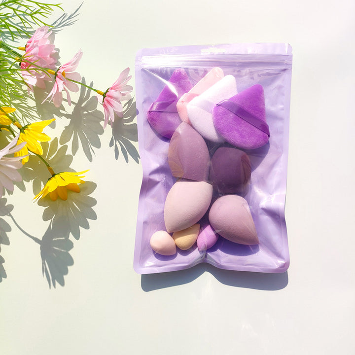 🥚💄 Macaron Bag Dopamine Cosmetic Egg Set – Flocking Powder Puff (7/11PCS Wet & Dry Makeup Sponge Kit)