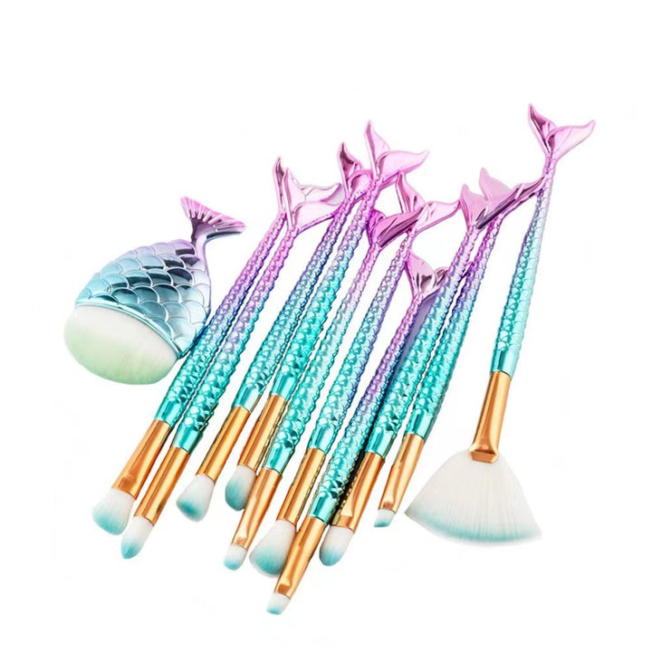 🧜‍♀️✨ Gradient Mermaid Makeup Brush Set — dive into beauty with a magical glow