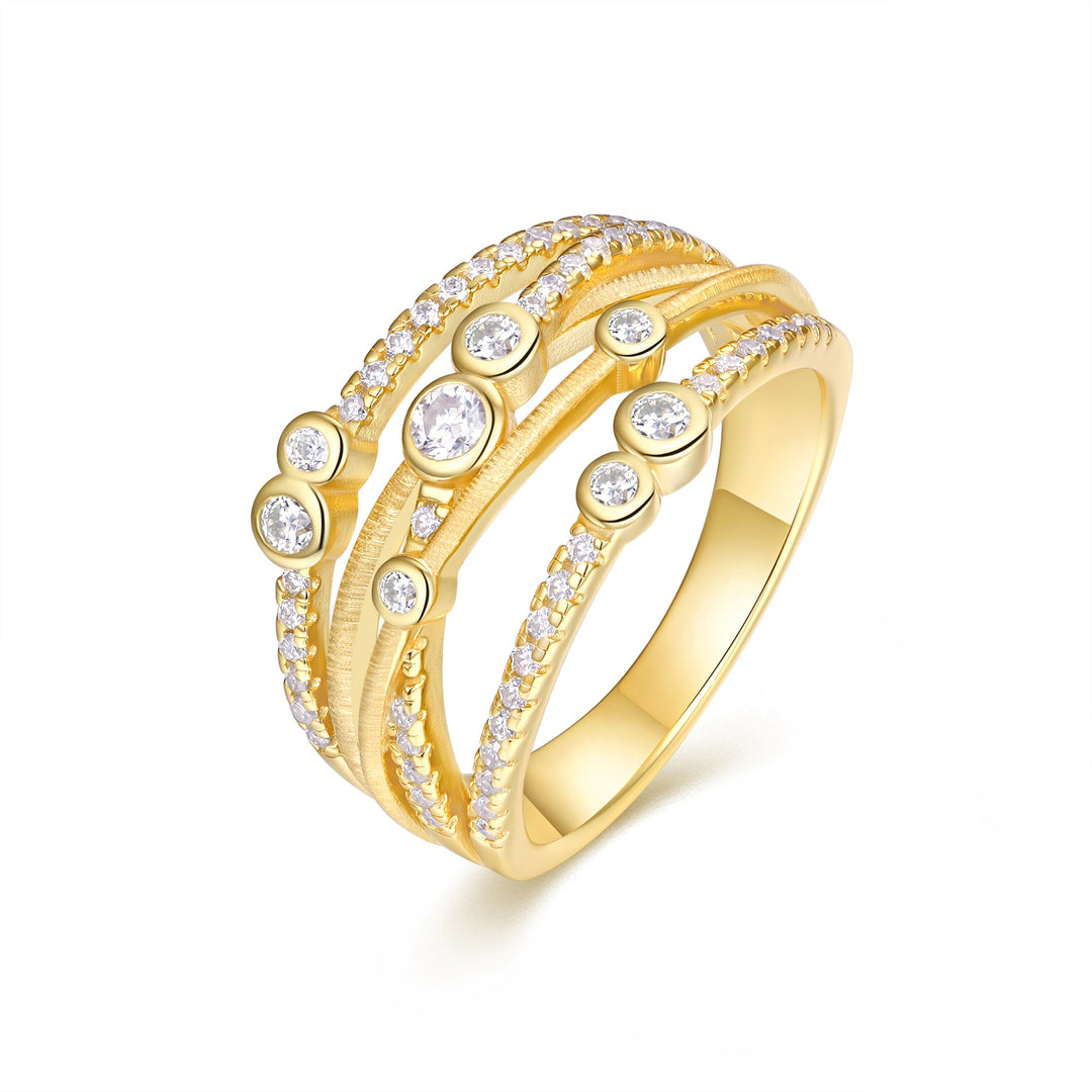 💍 Engraved Minimalist Moissanite Ring – Gold-Plated S925 Silver (7g, Sizes 5–9) 💍