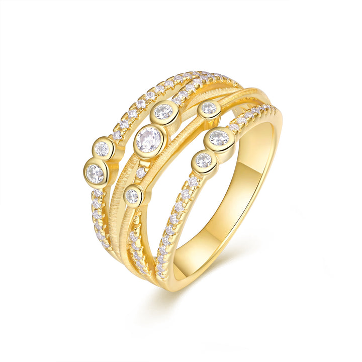 💍 Engraved Minimalist Moissanite Ring – Gold-Plated S925 Silver (7g, Sizes 5–9) 💍