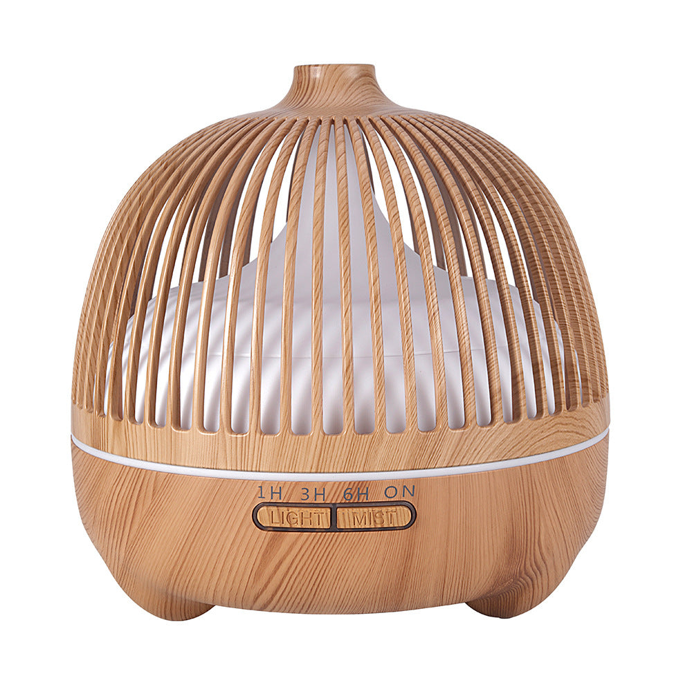 🐦🏺 Birdcage Aromatherapy Humidifier | Hollow Wood Grain Ultrasonic Diffuser 🌿✨