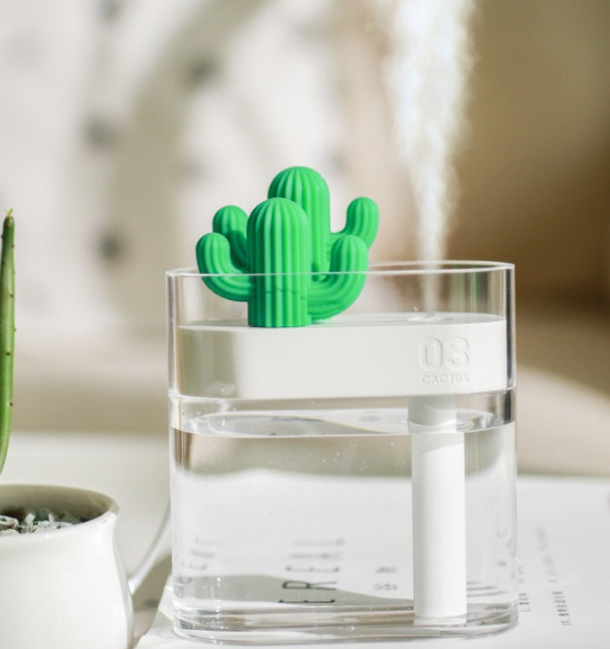 🌵💧 Transparent Landscape Cactus Humidifier | Portable Mini USB Mist Diffuser