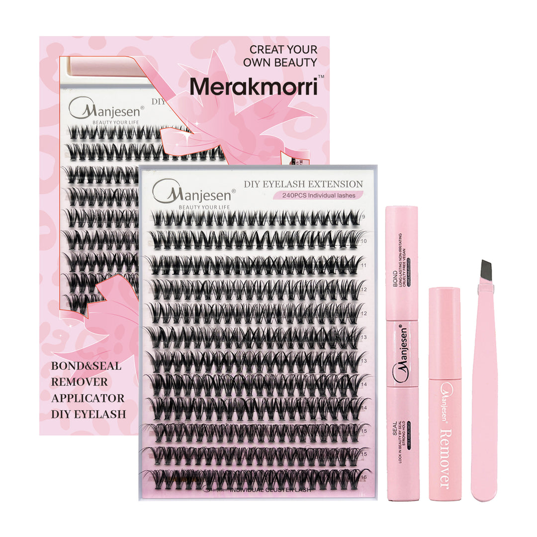 👁️✨ Eyelash Extension Kit Four-Piece Set – Single Cluster Natural Lash Box