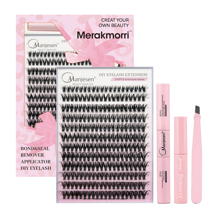 👁️✨ Eyelash Extension Kit Four-Piece Set – Single Cluster Natural Lash Box
