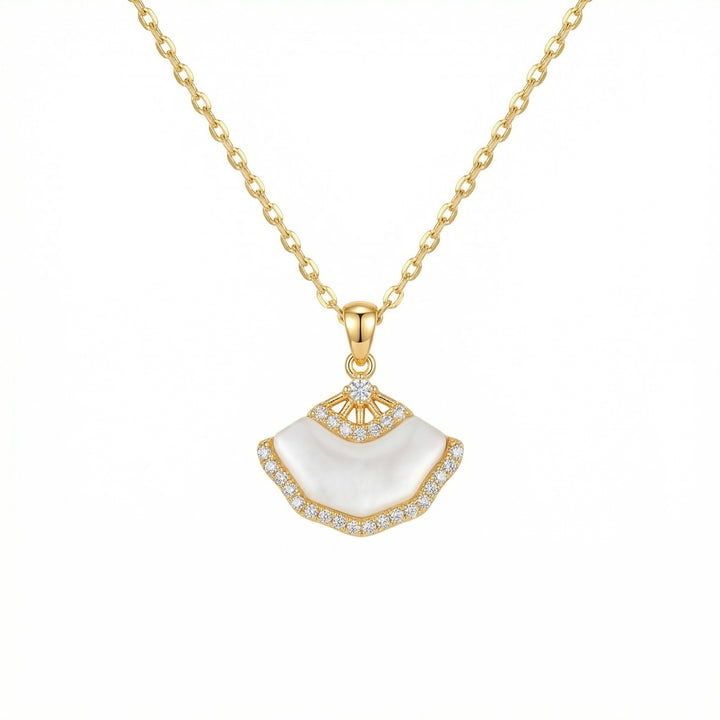 ✨ 925 Sterling Silver Fan-Shaped Mother-of-Pearl Necklace