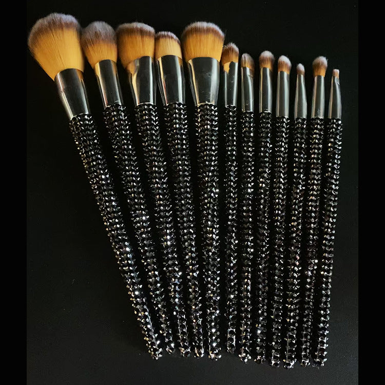 ✨ Diamond 12 Gems Makeup Brush Set — luxury sparkle for flawless beauty 💎💄