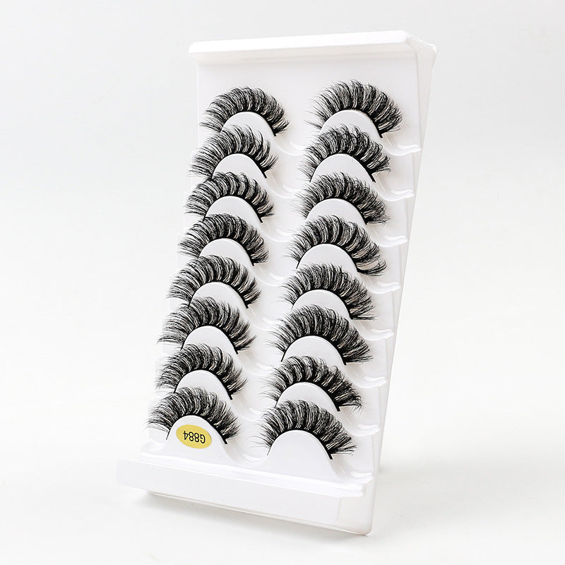 👁️✨ European & American 3D Dense DD Curl False Eyelashes – 8 Pairs Multi-Layer Set