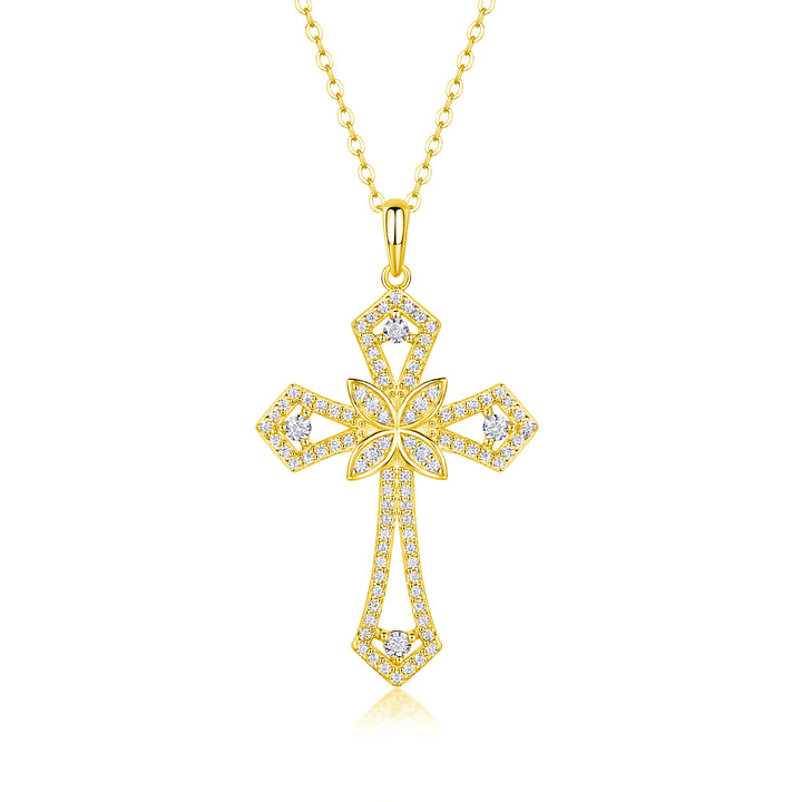 ✨ S925 Platinum-Plated Moissanite Cross Pendant Necklace ✨