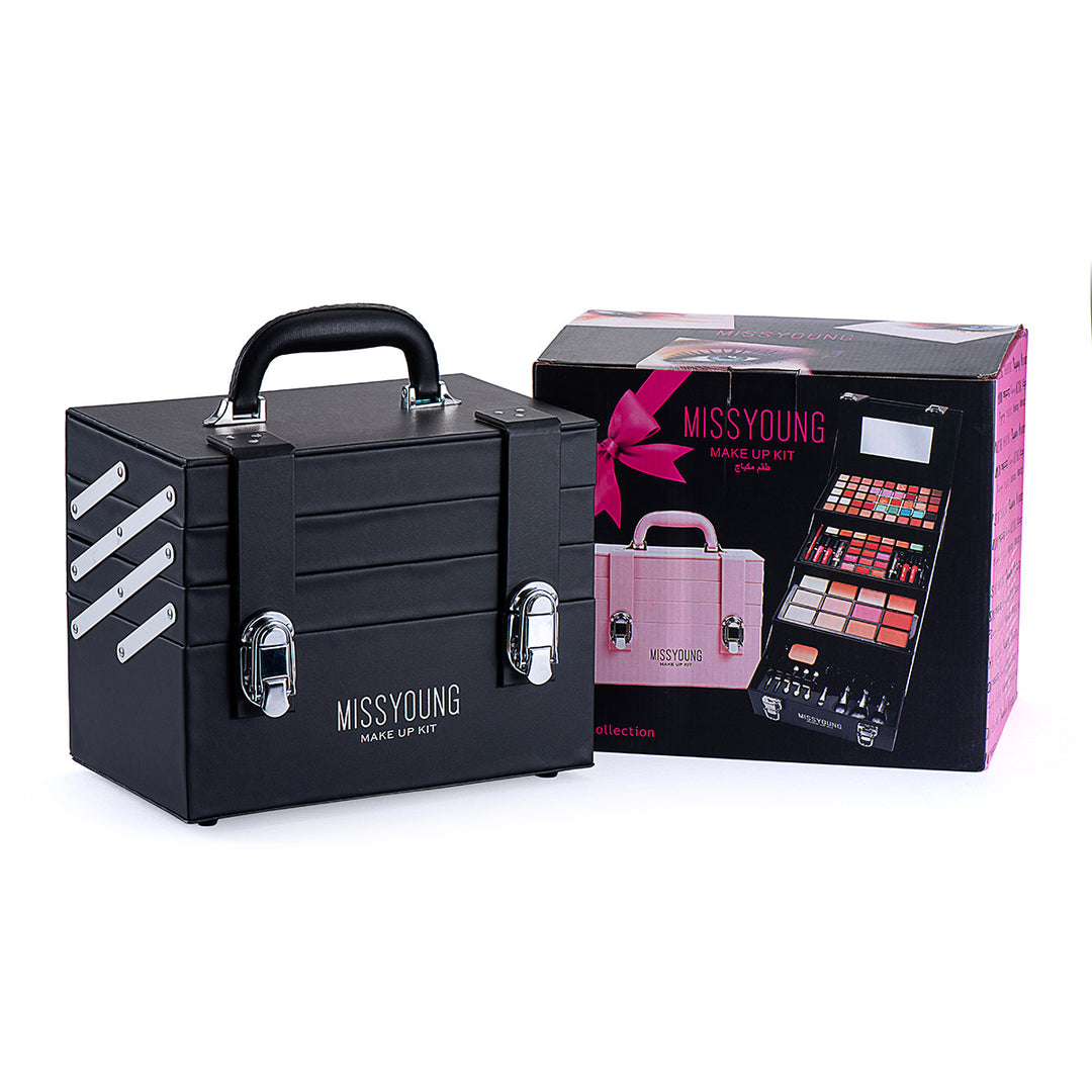 💄 All-in-One Eye Shadow & Lip Gloss Cosmetic Set – Full Makeup Kit (Black & Pink) ✨