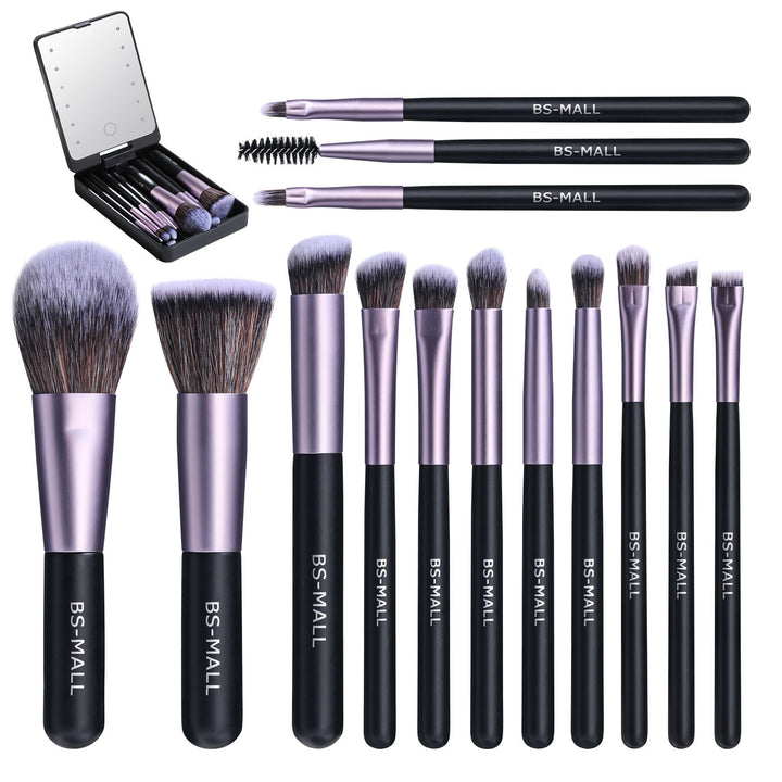 ✨ Rechargeable Luminous Mirror 14-Piece Makeup Brush Set 💄🔆