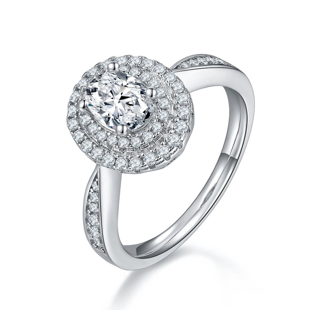 💍 Egg-Shaped Moissanite Ring – Platinum-Plated S925 Silver (5×7 mm, Sizes 5–9) 💍