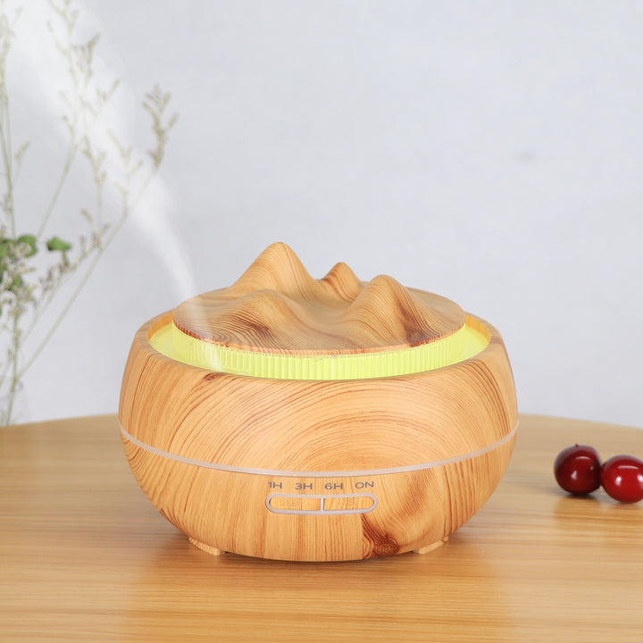 🌿💧 Wood Grain Aromatherapy Humidifier | LED Vase Diffuser 🌙✨
